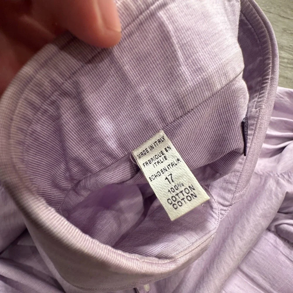 Ralph Lauren Shirt Mens 17 Purple Label Pink French Cuff Italy Cotton Old Money